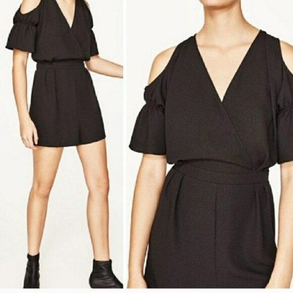 Zara Black Cold Shoulder Romper - Picture 12 of 13